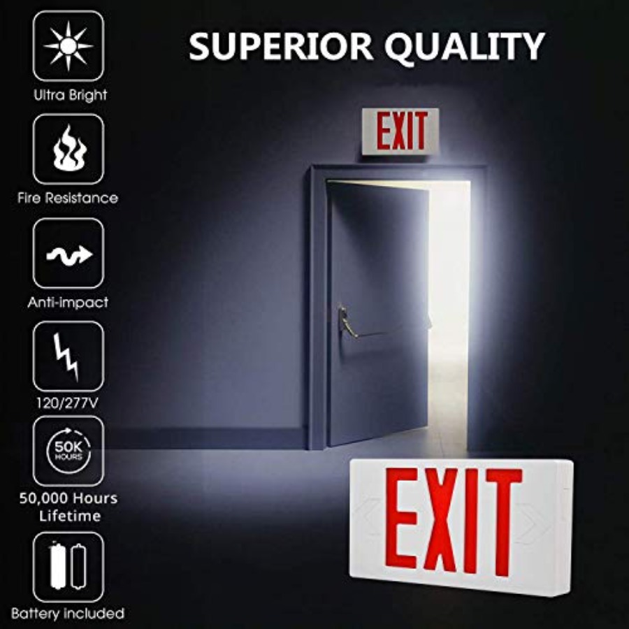 Ultra Slim LED Exit Sign, Red  - مراجعة Emergency Exit Sign وسعره