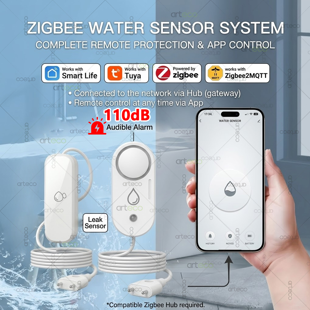 Zigbee Water Leak Sensor Flood - مراجعة Water Alarm Sensor وسعره