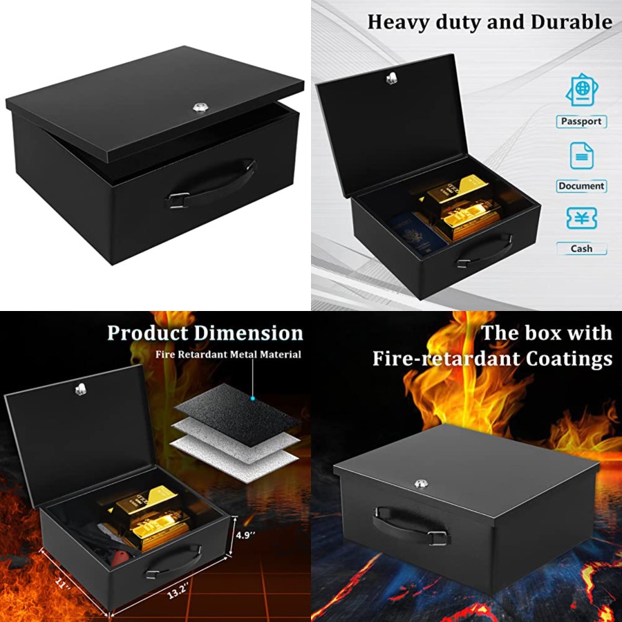 Portable Metal Safe Box with K - مراجعة Fire Safe Document وسعره