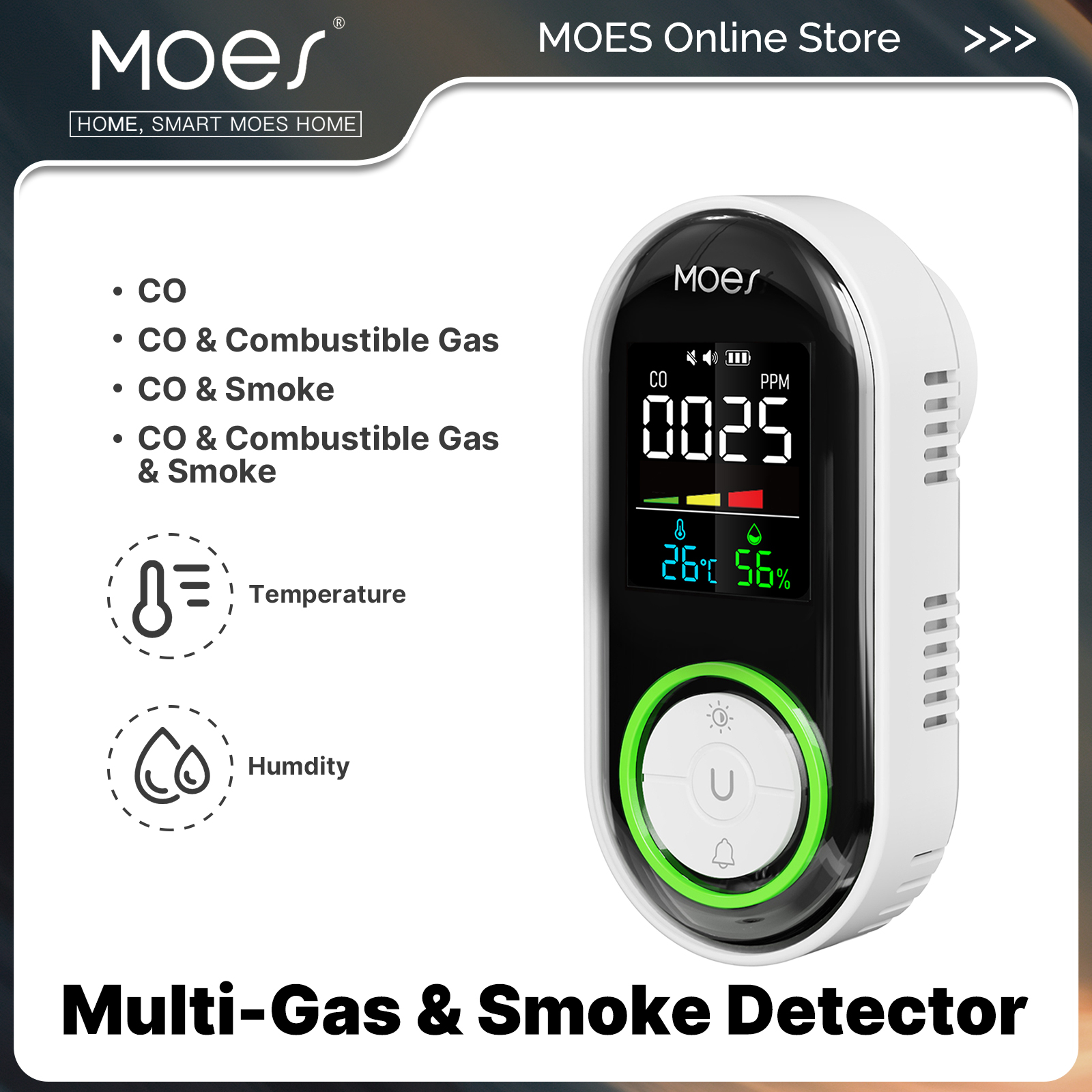 MOES CO Smoke Gas Detector Ala - مراجعة Co Detector Plug وسعره