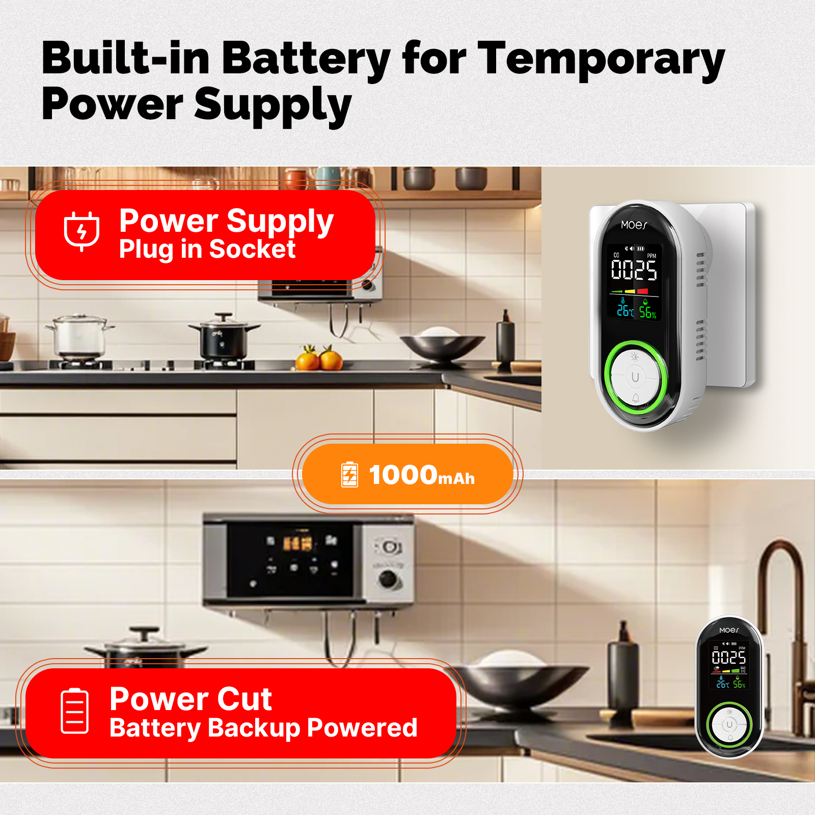 MOES CO Smoke Gas Detector Ala - مراجعة Co Detector Plug وسعره