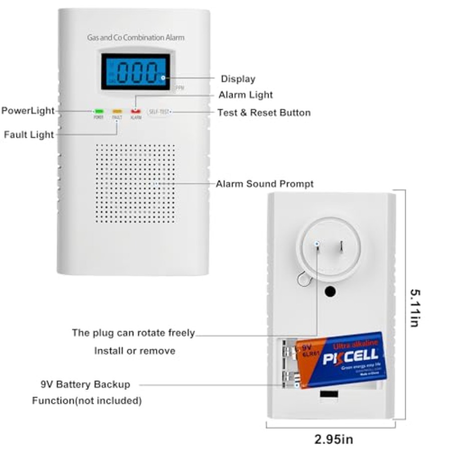 2 Pack Combination Gas and Car - مراجعة Co Detector Plug وسعره