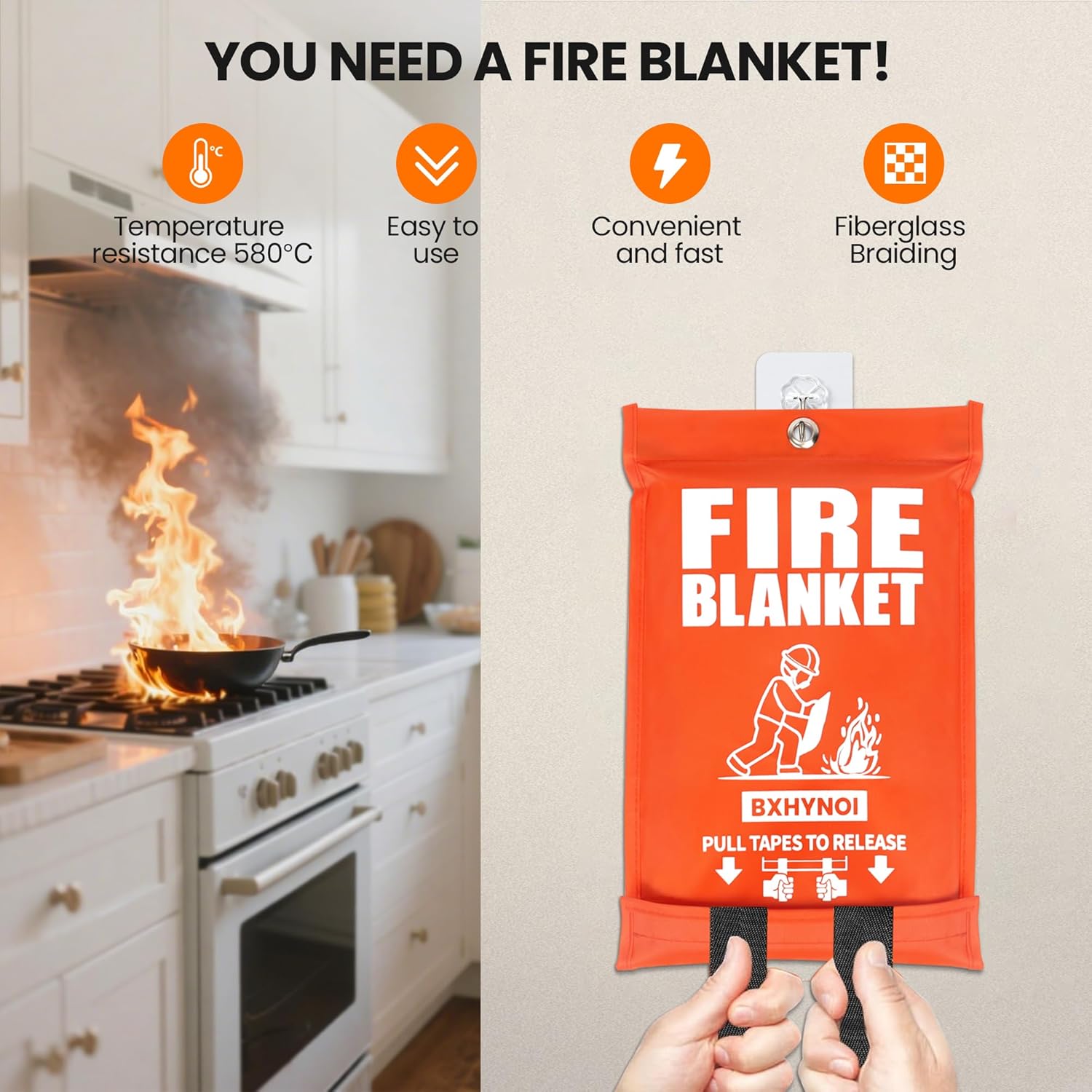 4-Pack Fire Blanket Set - 40x4 - مراجعة Fire Blanket Kitchen وسعره