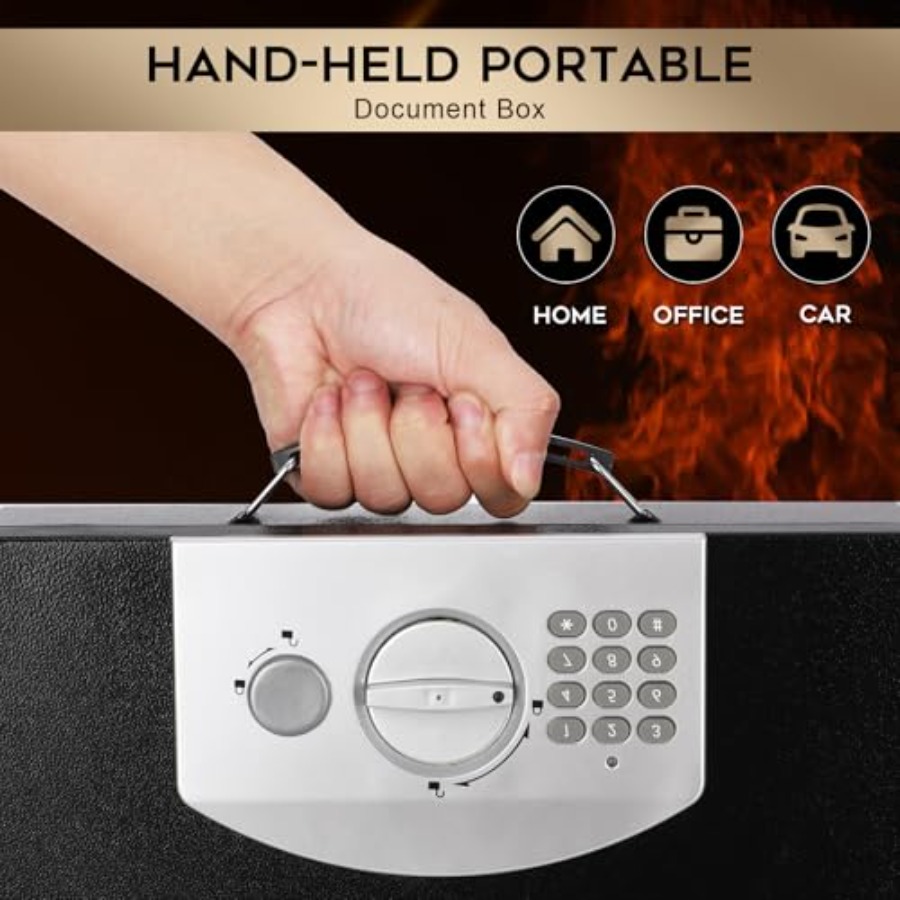 Portable Metal Safe Box with D - مراجعة Fire Safe Document وسعره