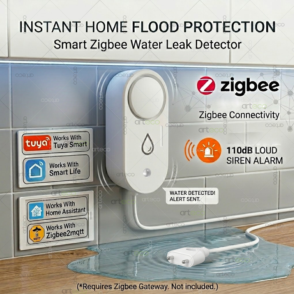 Zigbee Water Leak Detector Sma - مراجعة Water Alarm Sensor وسعره