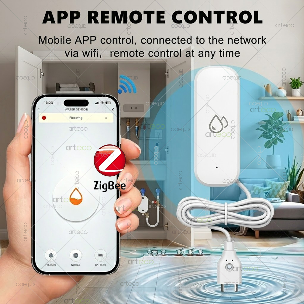 Zigbee Water Leak Detector Sma - مراجعة Water Alarm Sensor وسعره