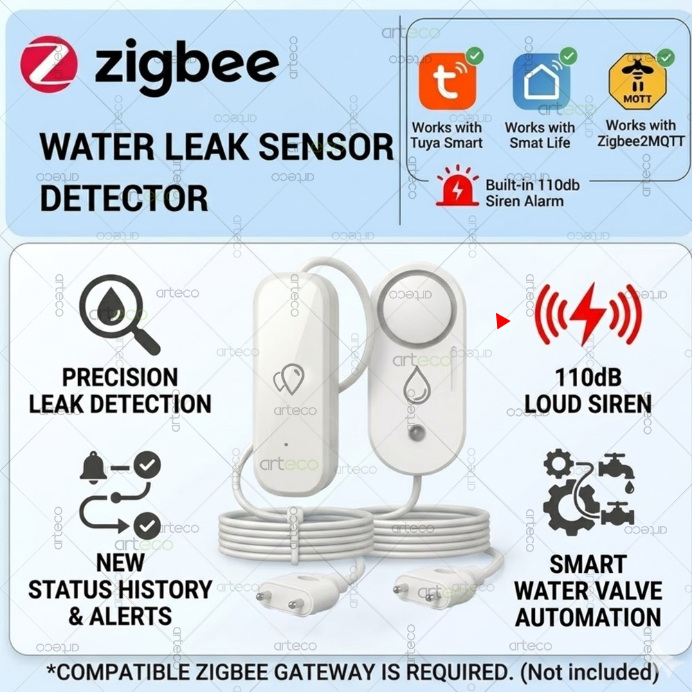 Zigbee Water Leakage Sensor Fl - مراجعة Water Alarm Sensor وسعره