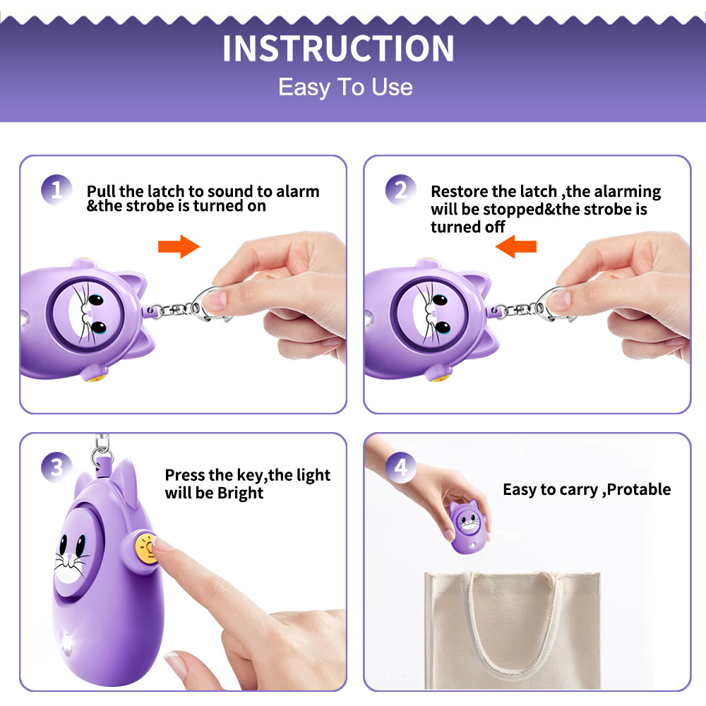 H8 2024 New Cute Cat Personal  - مراجعة Personal Alarm Keychain وسعره